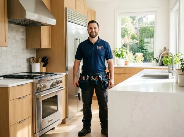 Appliance Repair Hero technician in a Boyes Hot Springs, CA kitchen after an appliance repair
