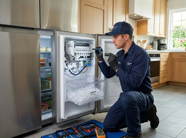 Appliance Repair Hero technician repairing a refrigerator ice maker in Boyes Hot Springs, CA